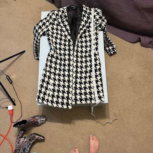 Wool Blend Houndstooth Vintage Classic Timeless Capsule Luxury Coat 6 - Picture 13 of 16